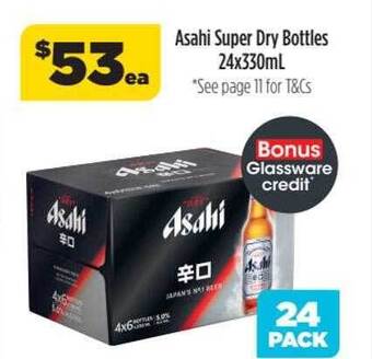 Liquorland Asahi super dry bottles 24x330ml offer