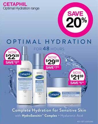 Priceline Cetaphil optimal hydration range offer