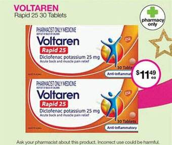 Priceline Voltaren rapid 25 30 tablets offer