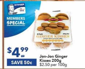 Ritchies Jon-jon ginger kisses 200g offer