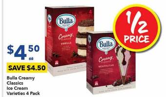 Ritchies Bulla creamy classics ice cream 4 pack offer