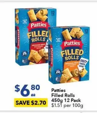 Ritchies Patties filled rolls 450g 12 pack offer