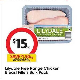 Coles Lilydale free range chicken breast fillets bulk pack offer