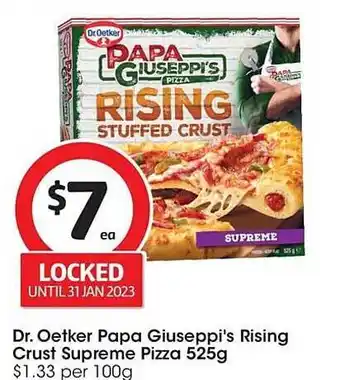 Coles Dr oetker papa giuseppi's rising crust supreme pizza offer
