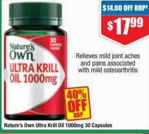 Chemist Warehouse Nature's own ultra krill oil 1000mg 30 capsules offer