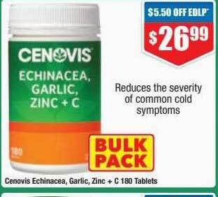 Chemist Warehouse Cenovis echinacea, garlic, zinc + c 180 tablets offer