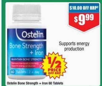 Chemist Warehouse Ostelin bone strength + iron 60 tablets offer