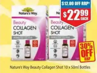 Chemist Warehouse Nature's way beauty collagen shot 10 x 50ml bottles offer