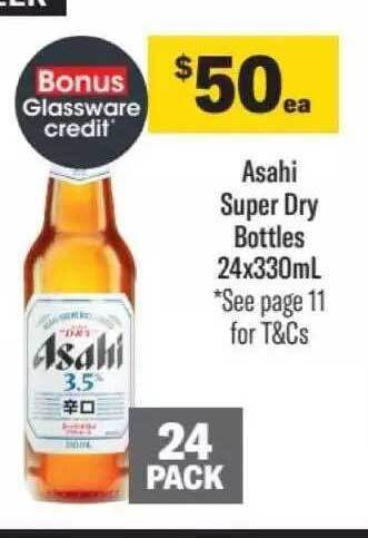 Liquorland Asahi super dry bottles 24x330ml offer
