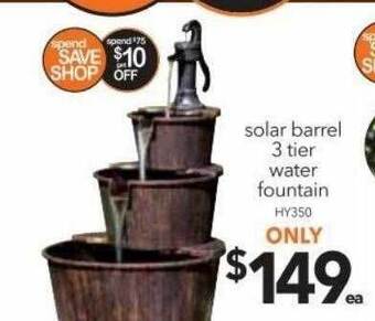 Cheap as Chips Solar barrel 3 tier water fountain offer