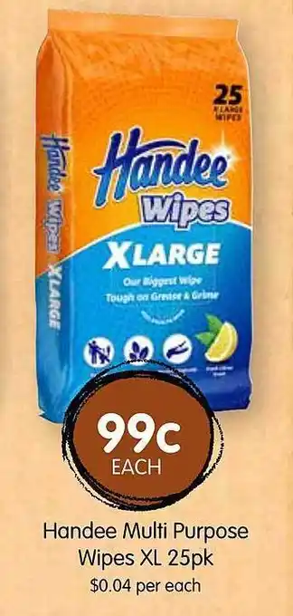Spudshed Handee multi purpose wipes xl 25pk offer