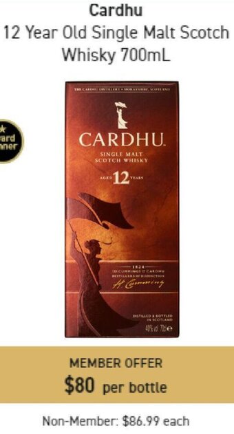 Cardhu 12 Year Old Single Malt Scotch Whisky 700ml