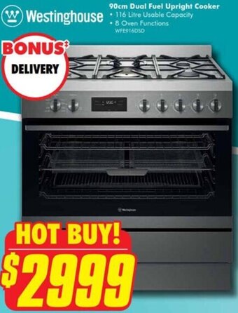 The Good Guys 90cm Dual Fuel Upright Cooker offer