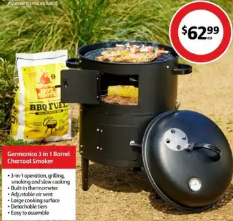 Coles Germanica 3 In 1 Barrel Charcoal Smoker offer