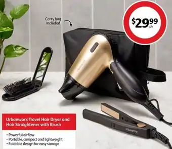 Coles Urbanwarx Travel Hair Dryer And Hair Straightener With Brush offer