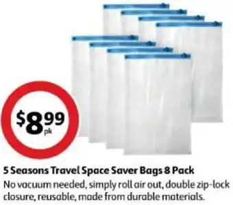 Coles 5 Seasons Travel Space Saver Bags 8 Pack offer