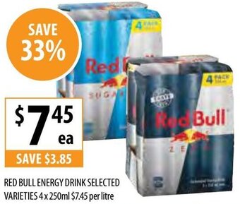 Supabarn Red Bull Energy Drink Selected Varieties 4 x 250ml offer