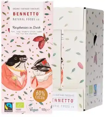 Bennetto organic dark chocolate raspberries in dark, 100g
