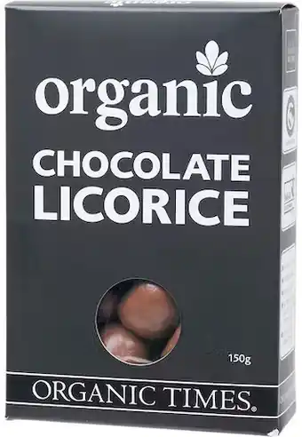 healthylife Organic times milk chocolate licorice, 100g offer