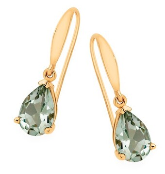 Goldmark 9ct gold green amethyst pear shape earrings offer