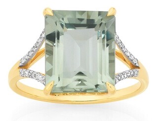 Goldmark 9ct gold green amethyst emerald cut dress ring offer