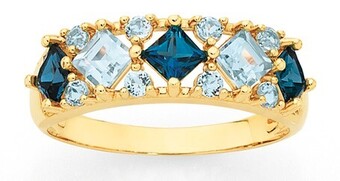 Goldmark 9ct gold london & sky blue topaz dress band offer
