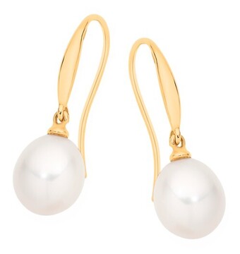 Goldmark 9ct gold cultured freshwater pearl tear drop shepherd hook earrings offer