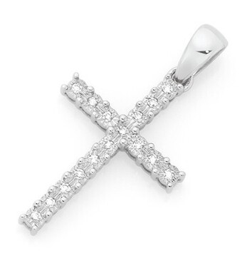 Goldmark 9ct white gold diamond cross pendant offer