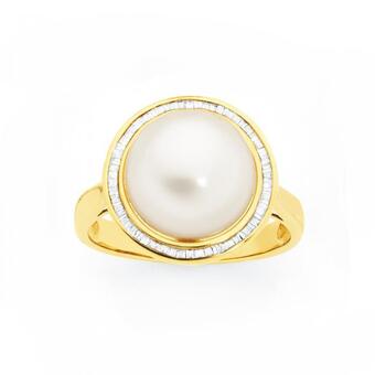 Goldmark 9ct gold pearl & diamond ring offer