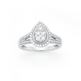 Goldmark 9ct white gold diamond pear shape dress ring offer