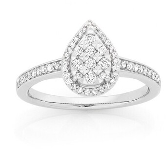 Goldmark 9ct white gold diamond pear shape ring offer