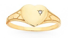 Goldmark 9ct gold diamond single heart children's signet ring offer