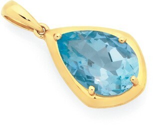 Goldmark 9ct gold sky blue topaz pear teardrop pendant offer