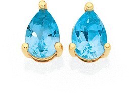 Goldmark 9ct gold sky blue topaz pear stud earrings offer
