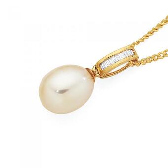 Goldmark 9ct gold pearl & diamond pendant offer