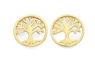 Goldmark 9ct gold tree of life circle stud earrings offer