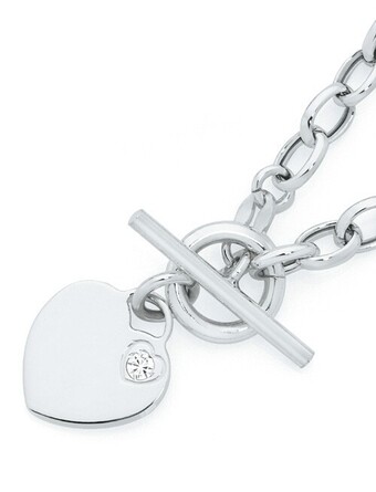 Goldmark Sterling silver cz heart fob bracelet offer