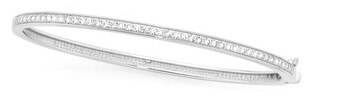 Goldmark Sterling silver bead set cz hinge bangle offer