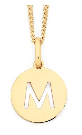 Goldmark 9ct gold initial m sanserif round disc pendant offer