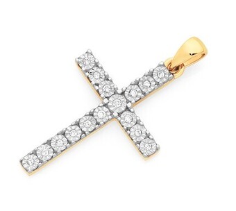 Goldmark 9ct gold diamond cross pendant offer