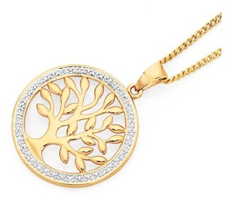 Goldmark 9ct gold diamond tree of life pendant offer