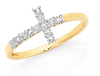 Goldmark 9ct gold diamond cross ring offer