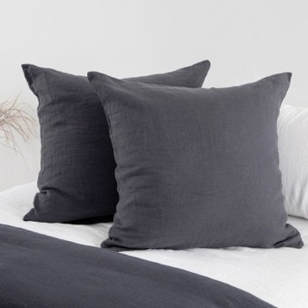 Pillow Talk Washed linen charcoal european pillowcase pair by m.u.s.e. offer