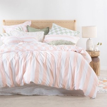Pillow Talk Check n stripe pink quilt cover set by habitat offer