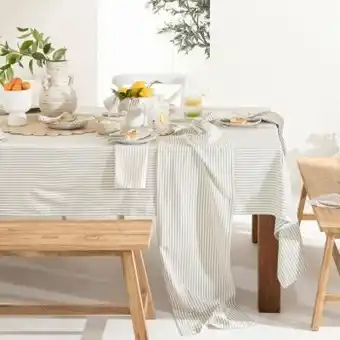 Catania stripe olive table linen by habitat