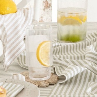 Pillow Talk Mila ribbed clear highball glasses set of 4 by m.u.s.e. offer