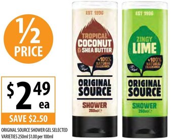 Supabarn Original Source Shower Gel Selected Varieties 250ml offer