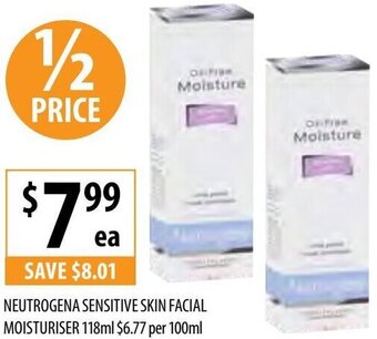 Supabarn Neutrogena Sensitive skin Facial Moisturiser 118ml offer