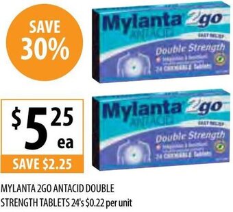 Supabarn Mylanta 2go Antacid Double Strength Tablets 24's offer