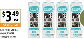 Supabarn Raw C Pure Natural Coconut Water 1 Litre offer